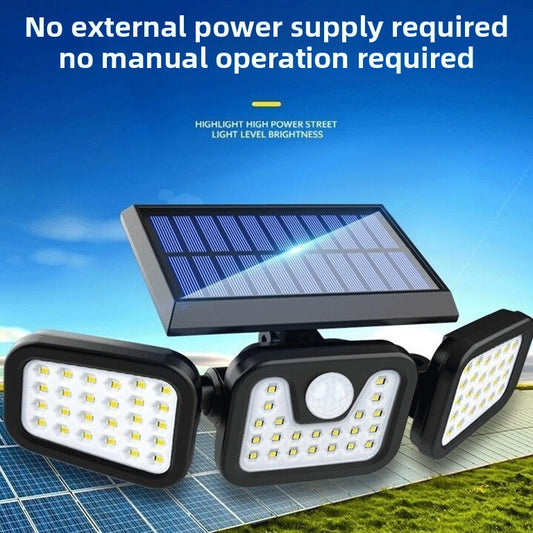 Solar Waterproof Garden Light 74LED Triple Head Light Outdoor Wall Lights